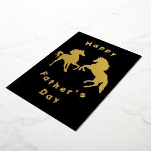 Gold Foil Father's Day Card with Couple Horse