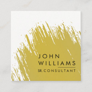 Gold Foil Faux Brushed Strokes Professional modern Square Business Card