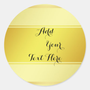 Gold Foil Faux Glitter Customise Classic Golden Round Sticker