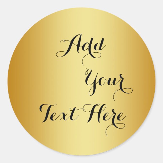 Gold Foil Faux Glitter Customise Classic Round Sticker (Front)
