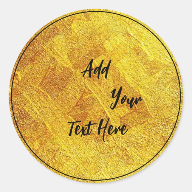 Gold Foil Faux Glitter Customise Classic Round Sticker (Front)