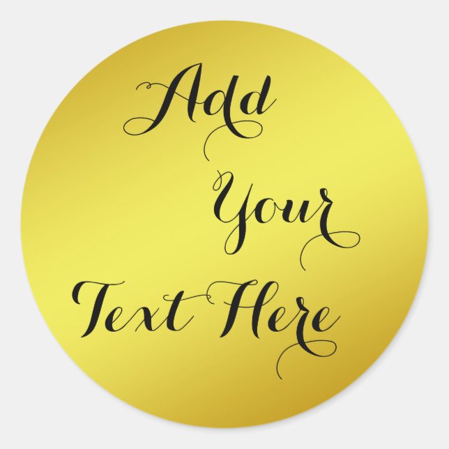 Gold Foil Faux Glitter Customise Classic Round Sticker (Front)