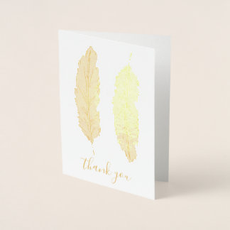 Gold Foil Feather Thank You Card