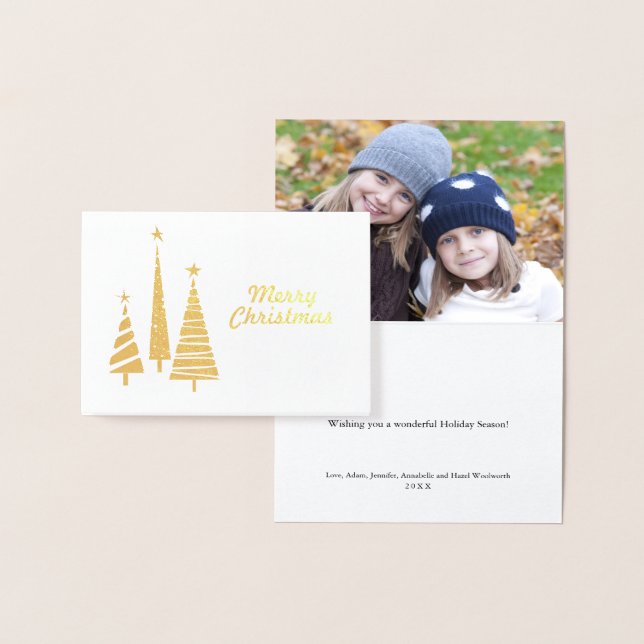 Gold Foil Festive Christmas Trees Foil Card (Display)