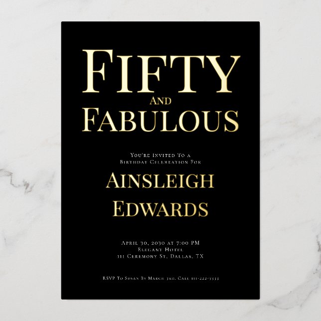 Gold Foil Fifty and Fabulous 50th Birthday Party (Front)