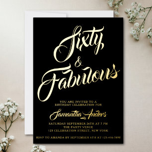 Gold Foil Fifty and Fabulous Script 60th Birthday 