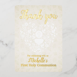 Gold Foil First Holy Communion Thank You Card