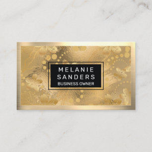 Gold Foil Flakes and Flowers Business Card