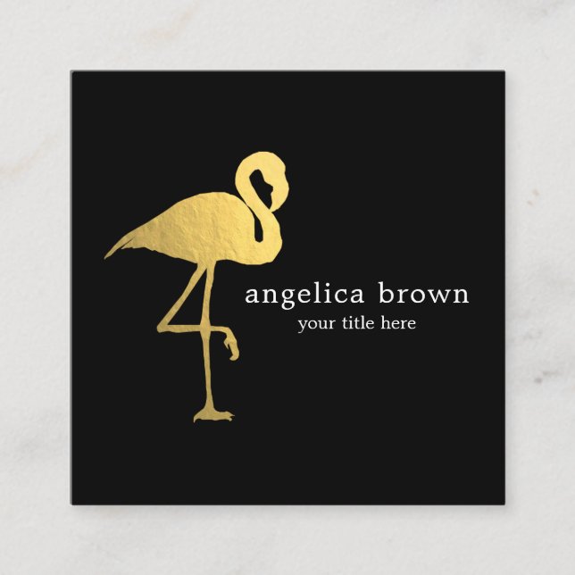 Gold Foil Flamingo Business Card (Front)