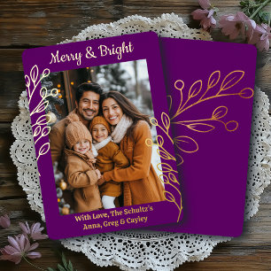 Gold Foil Foliage and Family Photo Christmas