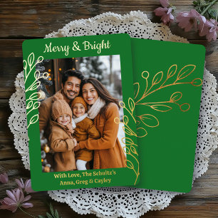 Gold Foil Foliage and Family Photo Christmas