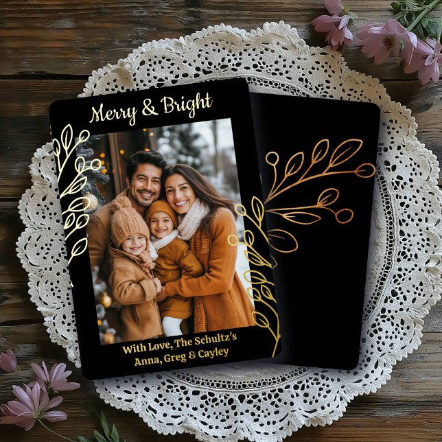 Gold Foil Foliage and Family Photo Christmas (Creator Uploaded)