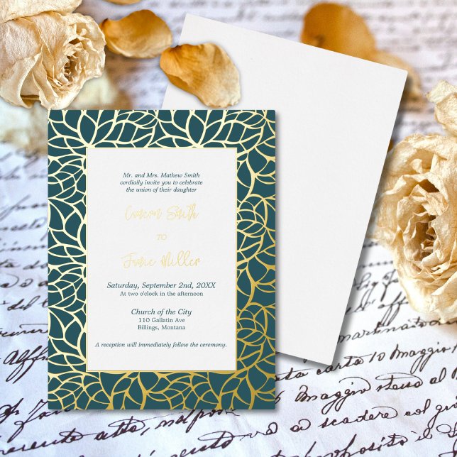Gold Foil Foliage Wedding Invitation Card (Gold Foil Foliage Wedding Invitation Card)