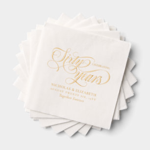Gold Foil Fonts Add Names 60th Wedding Anniversary Napkins