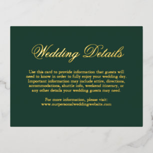 Gold Foil Forest Green Wedding Enclosure Card