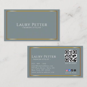 gold foil frame Professional QR Code  Business Card