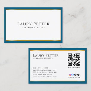 gold foil frame Professional QR Code  Business Card