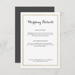 gold foil frame wedding details card