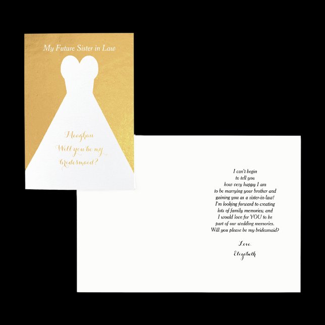 Gold Foil Future Sister in Law Bridesmaid Poem Foil Card (Creator Uploaded)