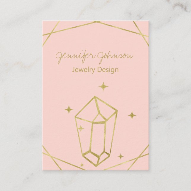 Gold Foil Geometric Earring Holder Business Card (Front)
