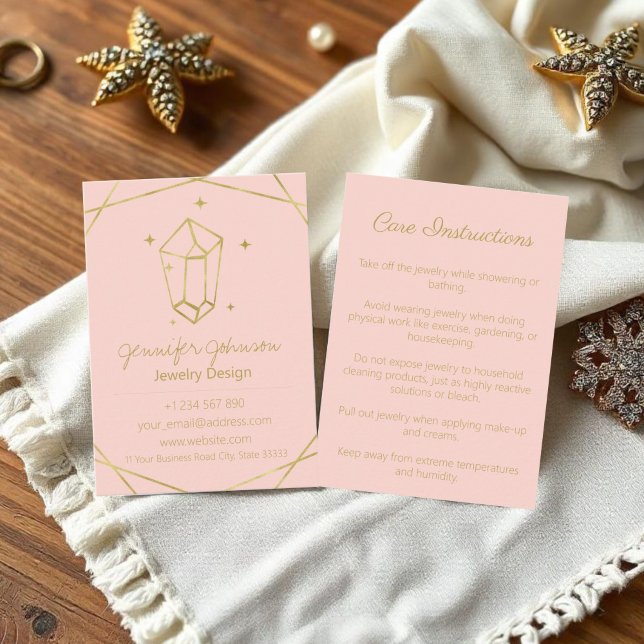 Gold Foil Geometric Jewellery Care Business Card (Creator Uploaded)