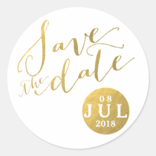 Gold Foil Glamour Date Save the Date Stickers