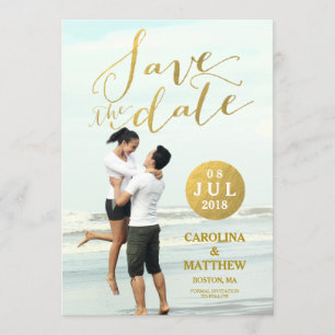Gold Foil Glamour   Photo Save the Date Card