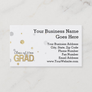 Gold Foil Glitter Confetti Graduation Party Custom Business Card