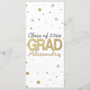 Gold Foil Glitter Confetti Graduation Party Custom Programme