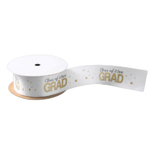 Gold Foil Glitter Confetti Graduation Party Custom Satin Ribbon