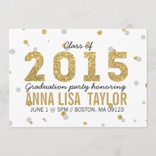 Gold Foil Glitter Graduation Party Invitation