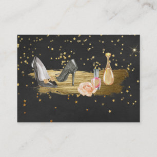 *~* Gold Foil Glitter Heels Nail Polish Perfume Business Card