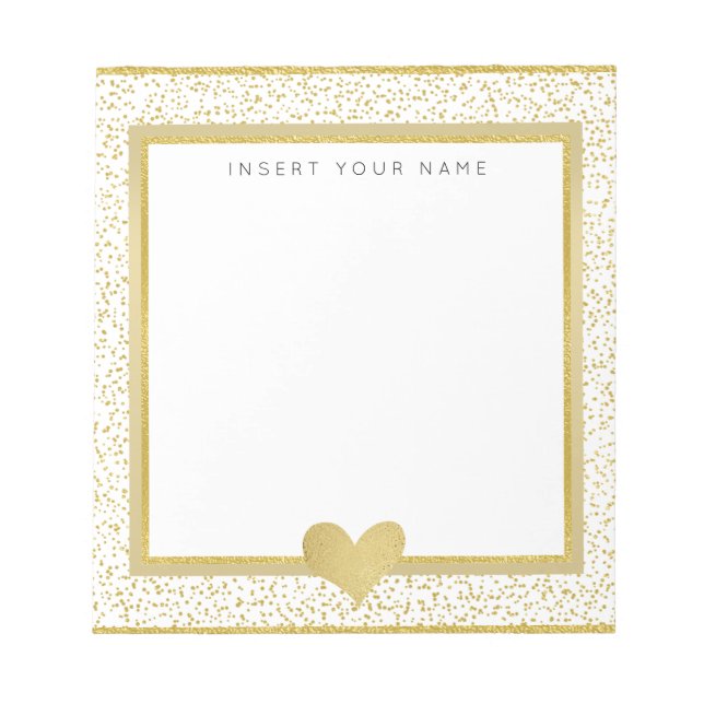 Gold Foil & Glitter Personalised Notepad 5.5" x 6" (Front)