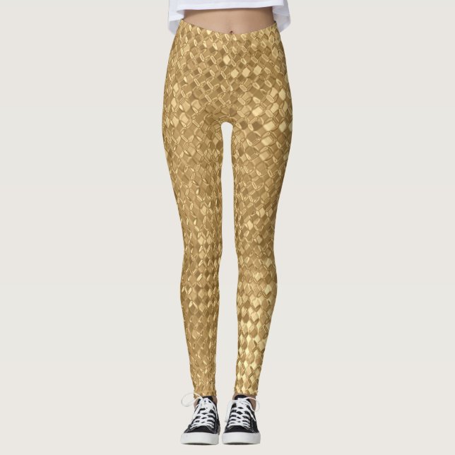 Gold foil, glitter seamless texture. leggings (Front)