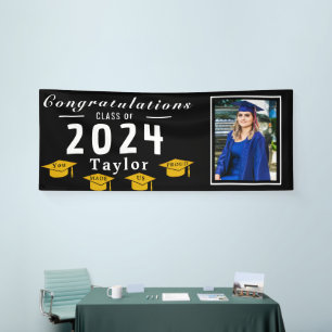 Gold Foil Grad Hats: Personalised Graduate Photo Banner