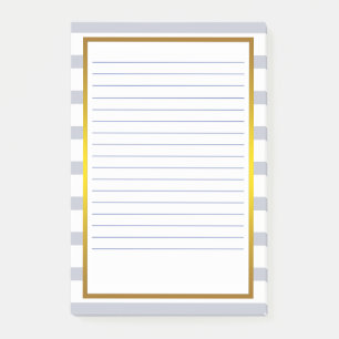 Gold Foil Gray Stripe white Lined Business Lines Post-it Notes