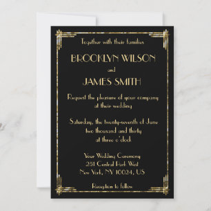 Gold Foil Great Gatsby Art Deco Wedding Invites