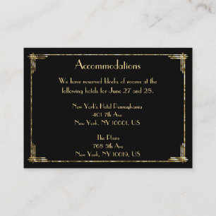Gold Foil Great Gatsby Wedding Accommodation Cards