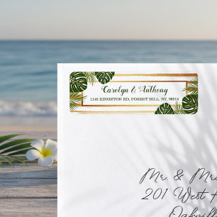 Gold Foil & Green Palm Leaf Beach Wedding