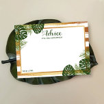 Gold Foil & Green Palm Leaf Beach Wedding Advice Card<br><div class="desc">Celebrate in style with these tropical palm leaves advice cards. The simple yet stylish design will allow your guests to write a note of advice for you to keep and read over in years to come. The wording is easy to personalise so these cards can quickly be transformed into advice...</div>