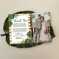 Gold Foil & Green Palm Leaf Beach Wedding Photo