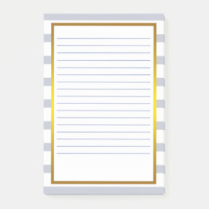 Gold Foil Grey Stripe white Lined Business Lines Post-it Notes