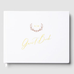 Gold Foil Guest Book Terracotta Monogram Wedding