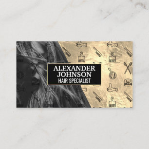 Gold Foil   Hair Stylist Tools Business Card