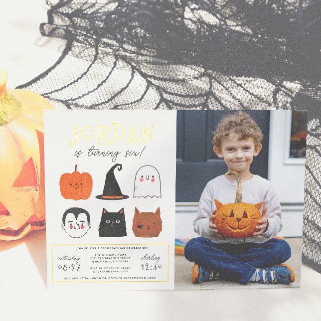 Gold Foil Halloween Friends Modern Birthday Photo (Creator Uploaded)