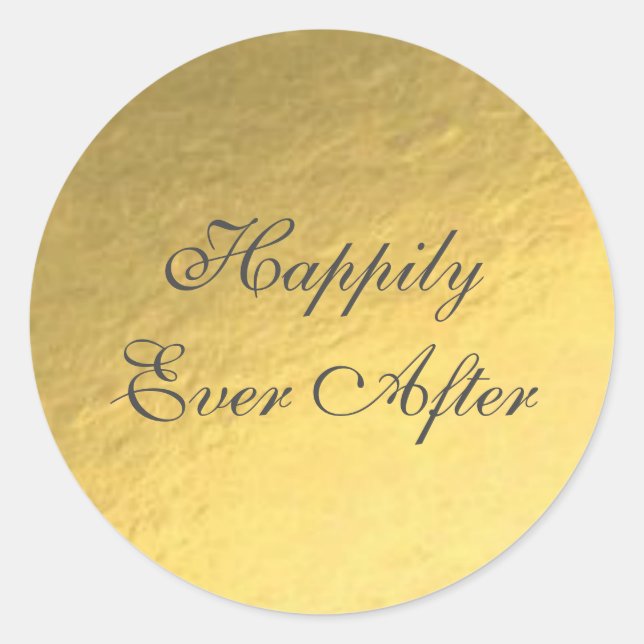 Gold Foil Happily Ever After Wedding Sticker (Front)
