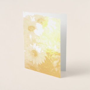 Gold foil happy birthday daisies   card