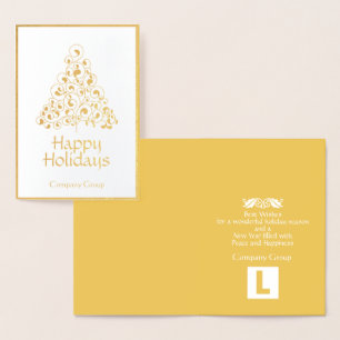 Gold Foil Happy Holidays Business Logo Foil Card