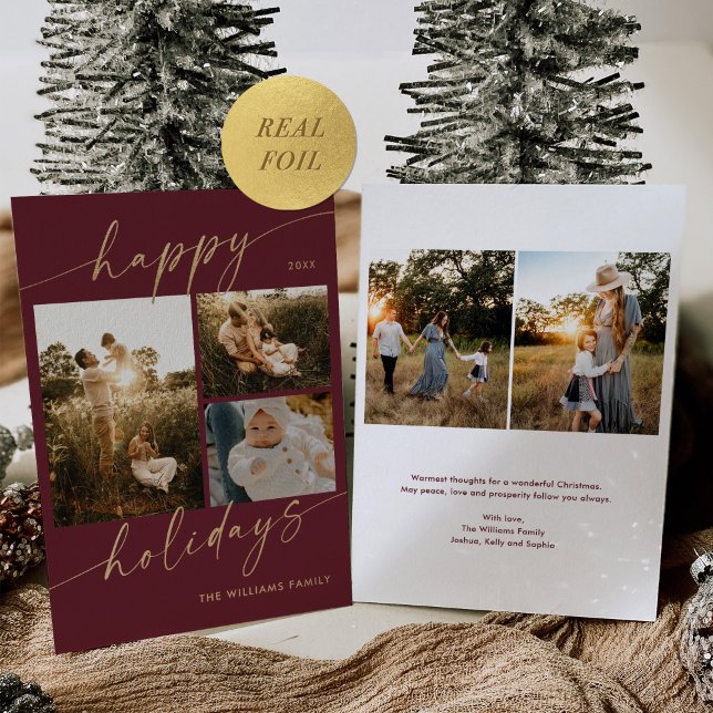 Gold Foil Happy Holidays Photo Christmas Card (Creator Uploaded)