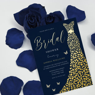 Gold Foil Heart Gown with Navy Bridal Shower